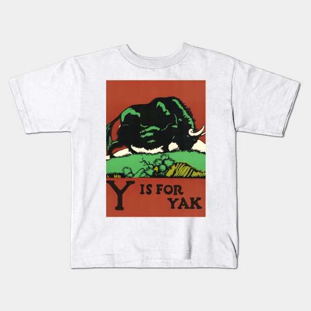 Y is for Yak:  ABC Designed and Cut on Wood by CB Falls Photographic Print Kids T-Shirt by EphemeraKiosk